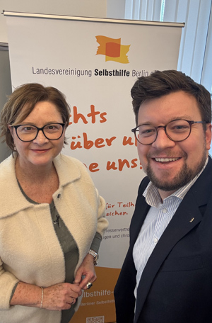 Sonja Arens und Lucas Schaal in der LV Selbsthilfe